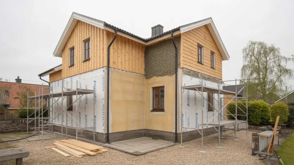 fasadbyte och till ggsisolering i villan r tt metod f r tr eller putsfasad energibesparing kostnad och rot avdrag