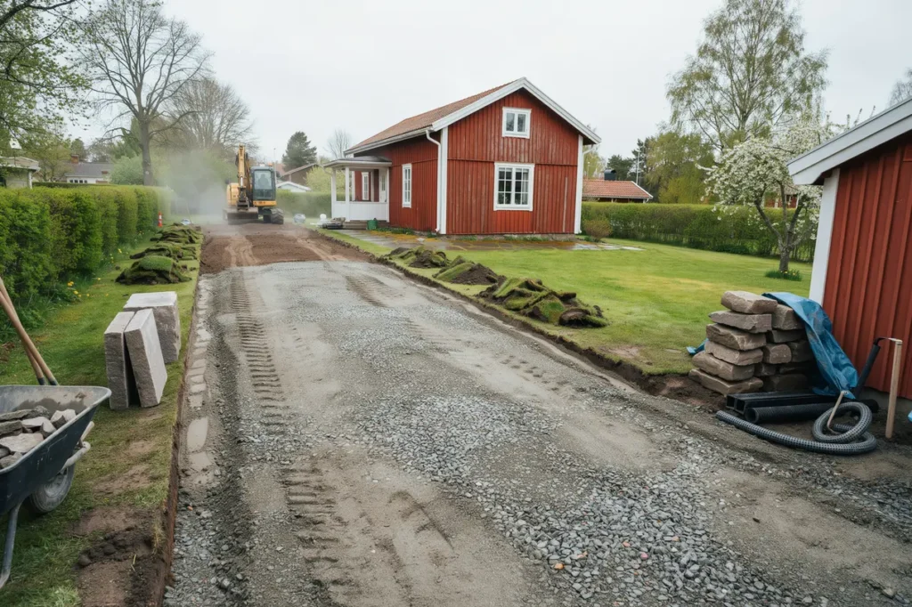 l gga om uppfarten vid villan r tt markarbete b rlager och material f r en h llbar infart