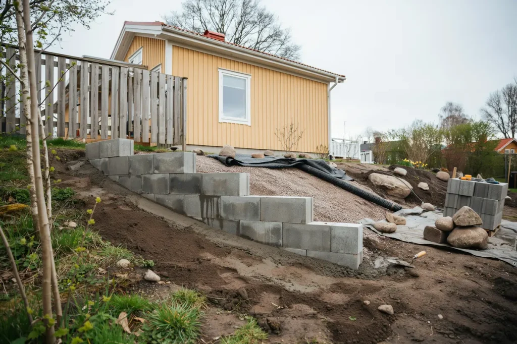 mura st dmur i tr dg rden r tt grund dr nering och material f r ett stabilt resultat